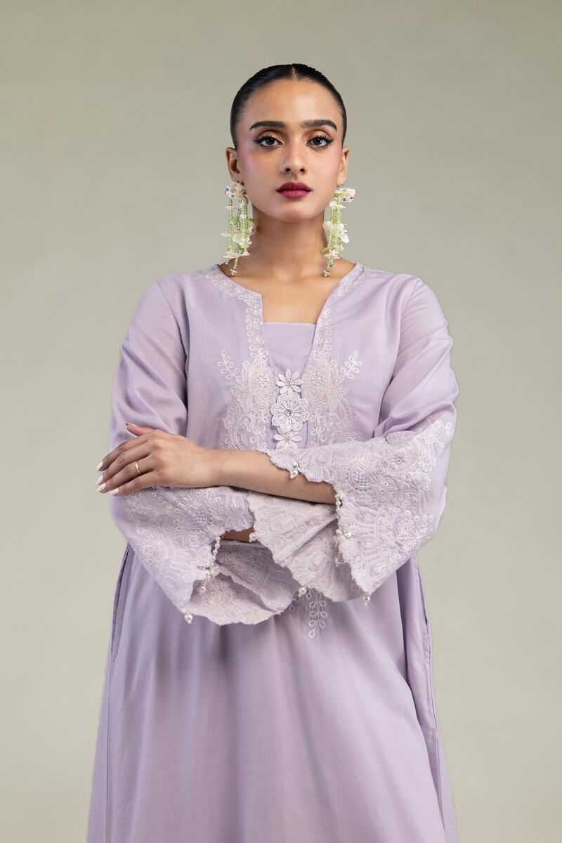 Embroidered | Raw Silk | Lavender Silk Kurta | USD 75.00