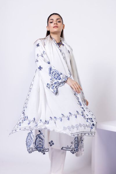 Embroidered | Light Oak Silk | Dupatta | USD 30.00