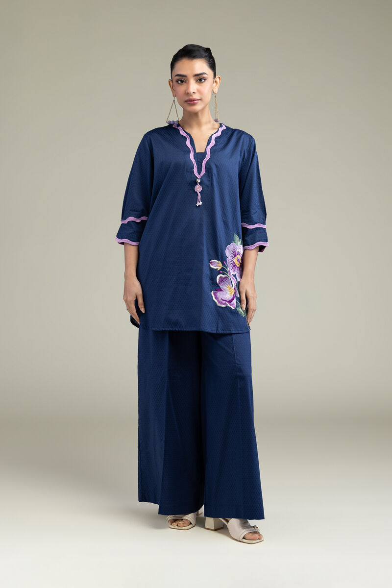 Embroidered | Cotton Dobby | Floral V-Neck Kurta | USD 10.50