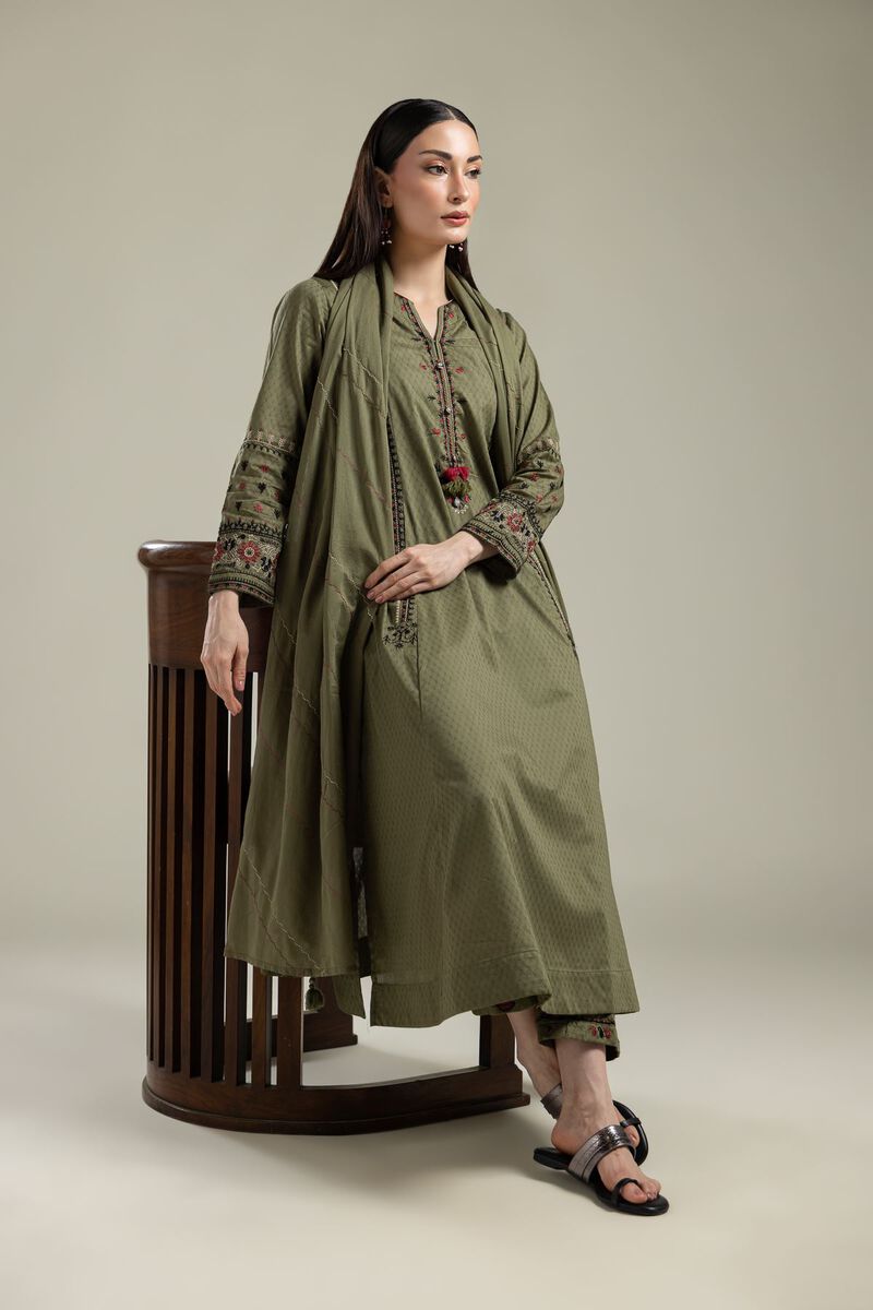 Embroidered | Lawn | Lawn Olive Dupatta | USD 30.00
