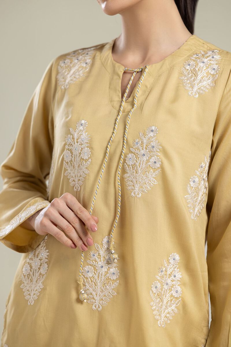 Embroidered | Textured Weave | Floral Embroidered Kurta | USD 40.00
