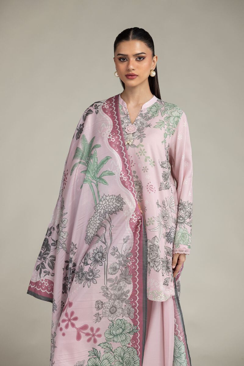 Embroidered | Polyester Silk | Floral Pink Dupatta | USD 30.00