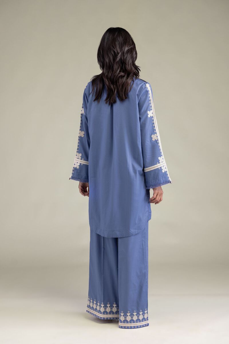 Embroidered | Cambric | Blue Threadwork Kurta | USD 40.00