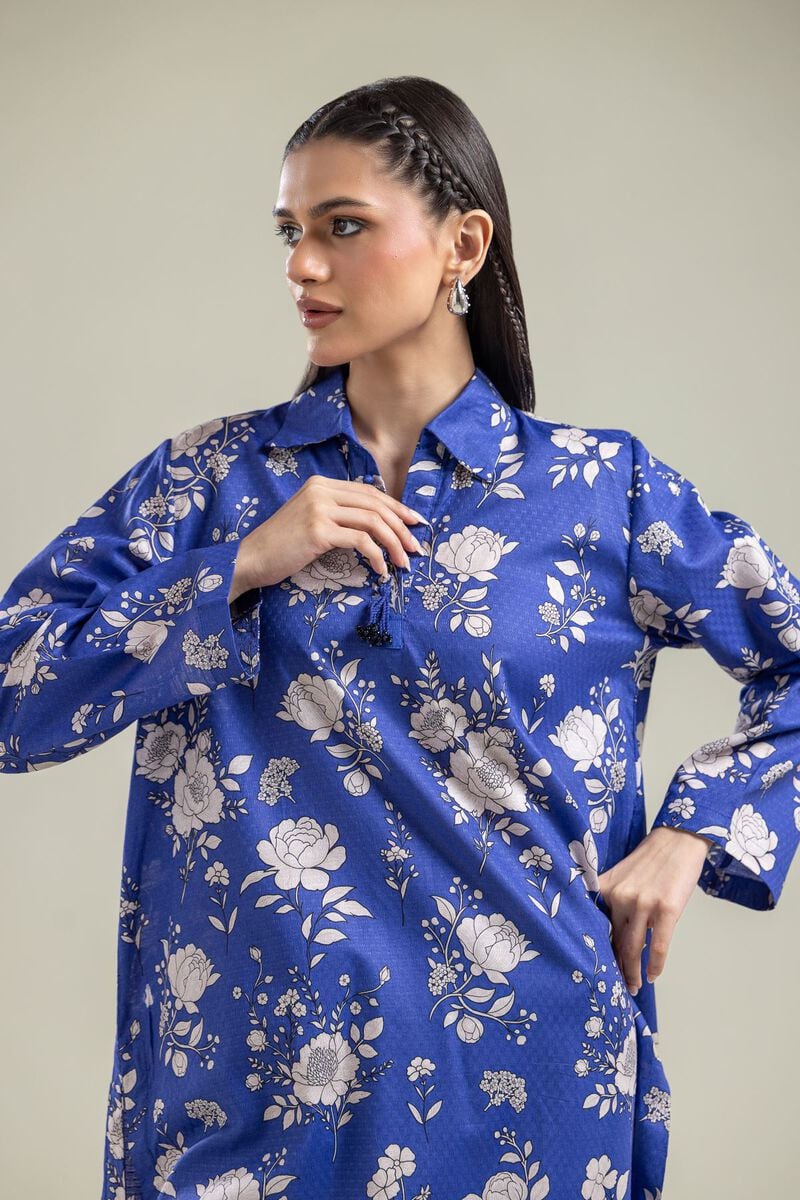 Printed | Cotton Dobby | Floral Blue Kurta | USD 30.00