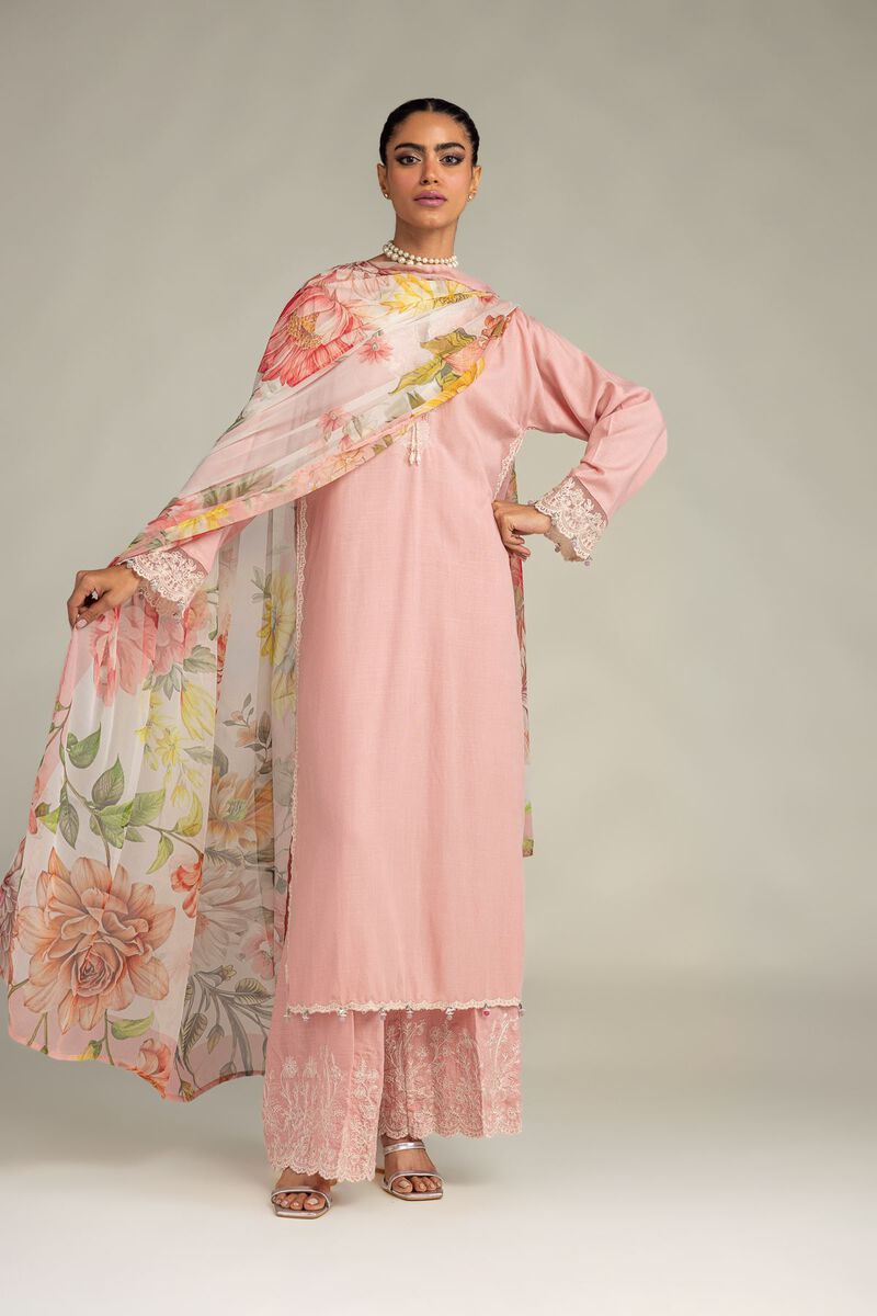Embroidered | Mesuri | Pink Floral Dupatta | USD 30.00