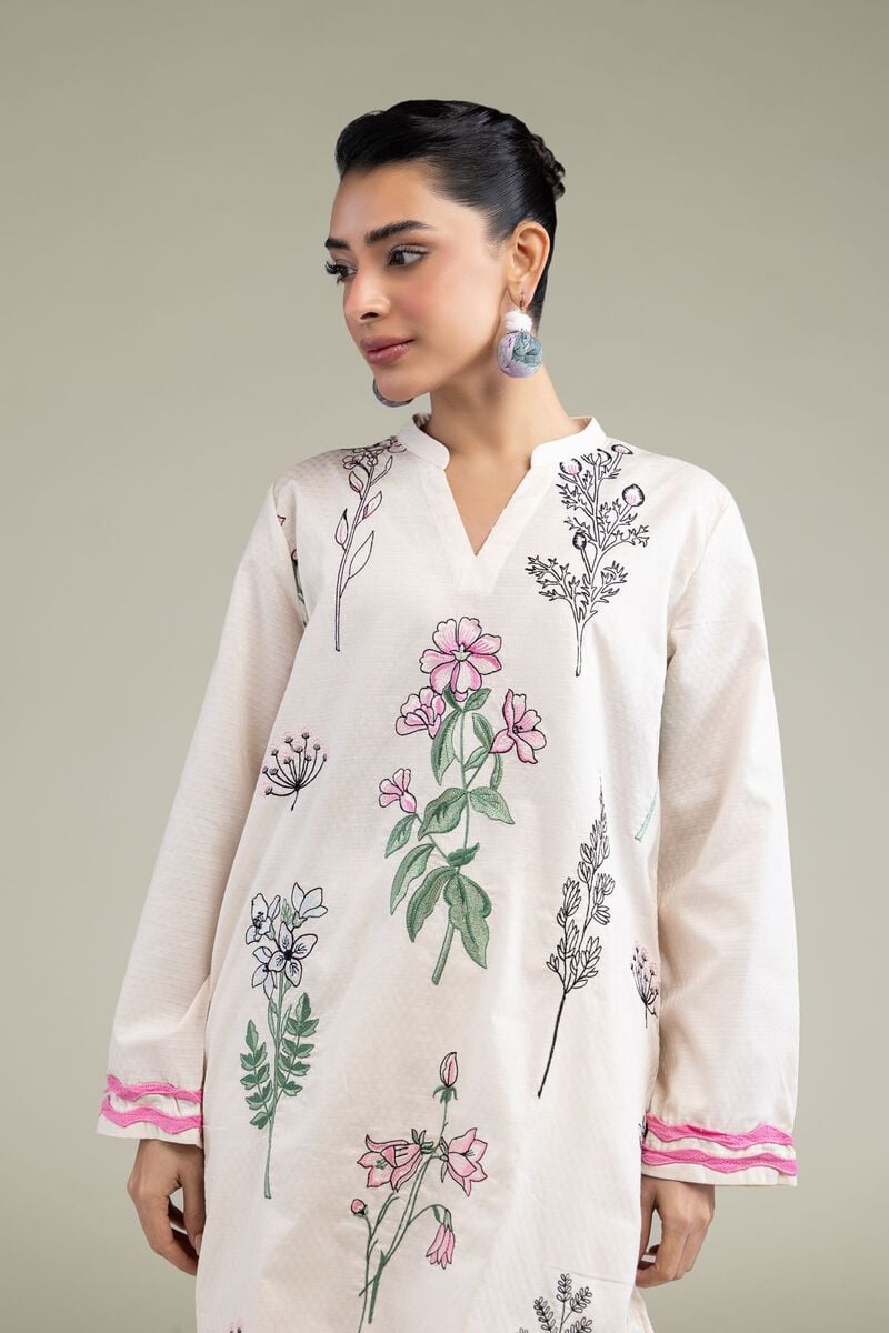 Embroidered | Cotton Dobby | Floral Cotton Kurta | USD 40.00