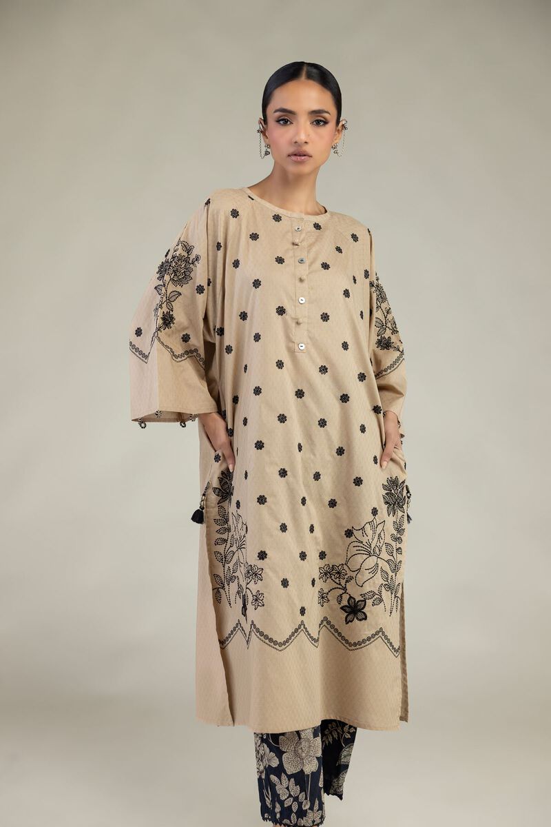 Embroidered | Cotton Dobby | Beige Cotton Kurta | USD 55.00