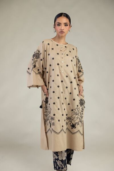 Embroidered | Cotton Dobby | Beige Cotton Kurta | USD 55.00