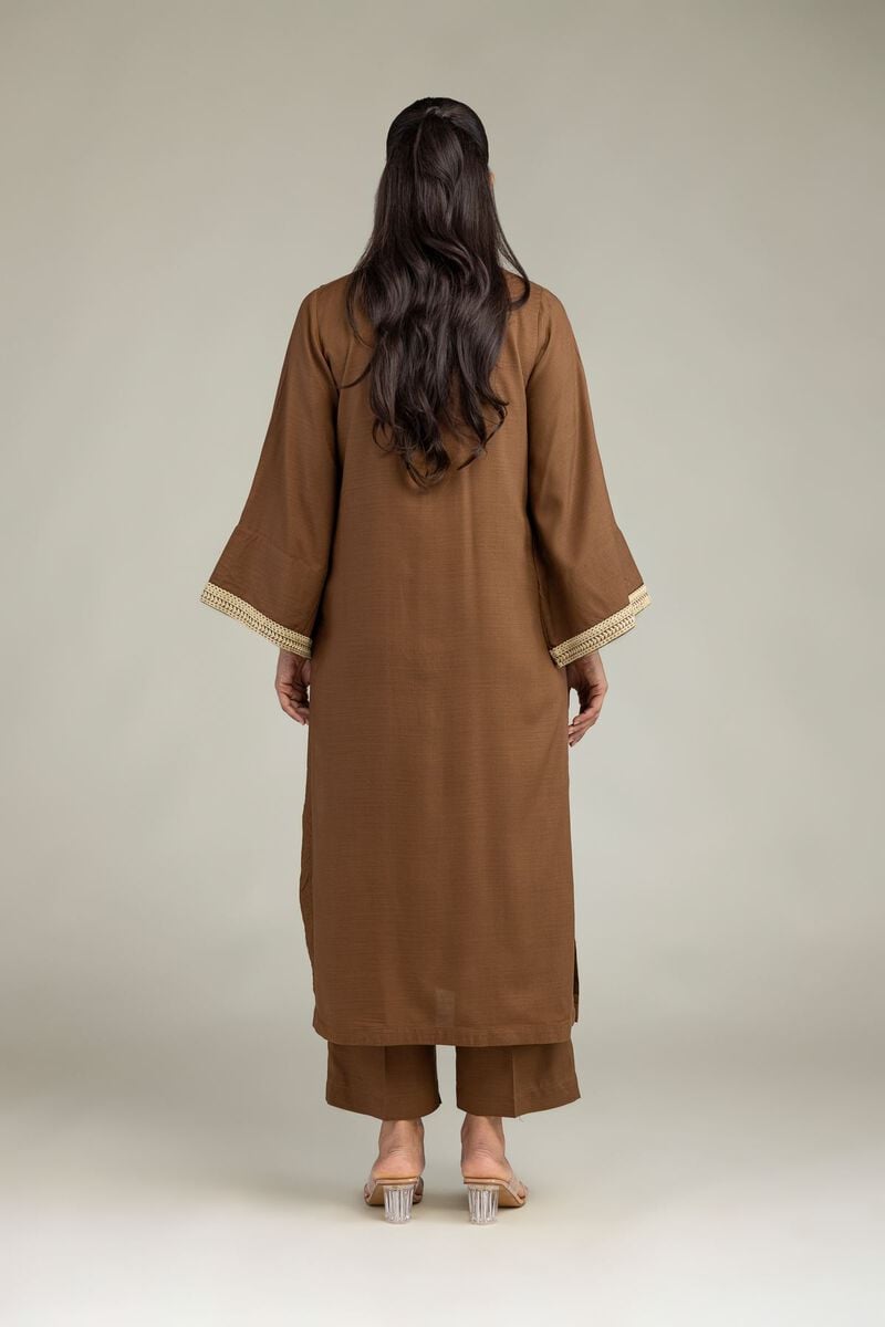 Dyed | Raw Silk | Solid Brown Kurta | USD 35.00