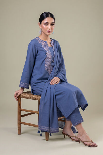 Embroidered | Light Khaddar | Blue Khaddar Dupatta | USD 35.00