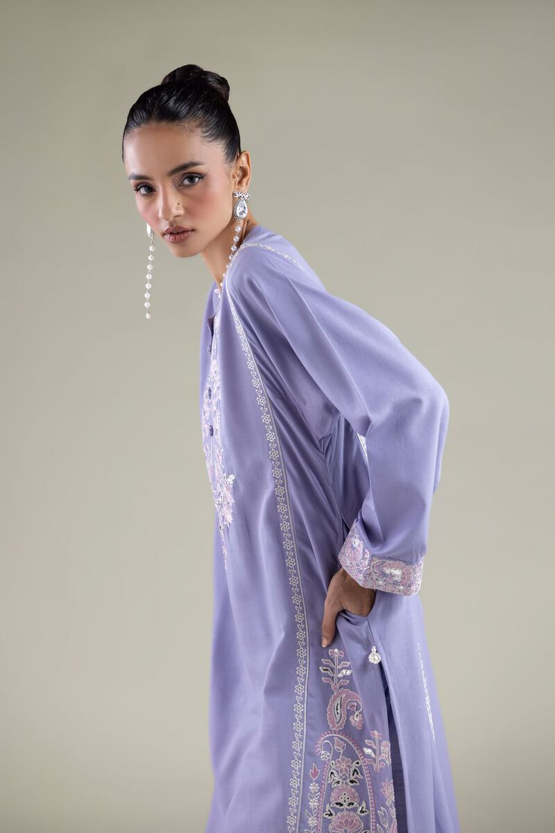 Embroidered | Raw Silk | Paisley Longline Kurta | USD 60.00