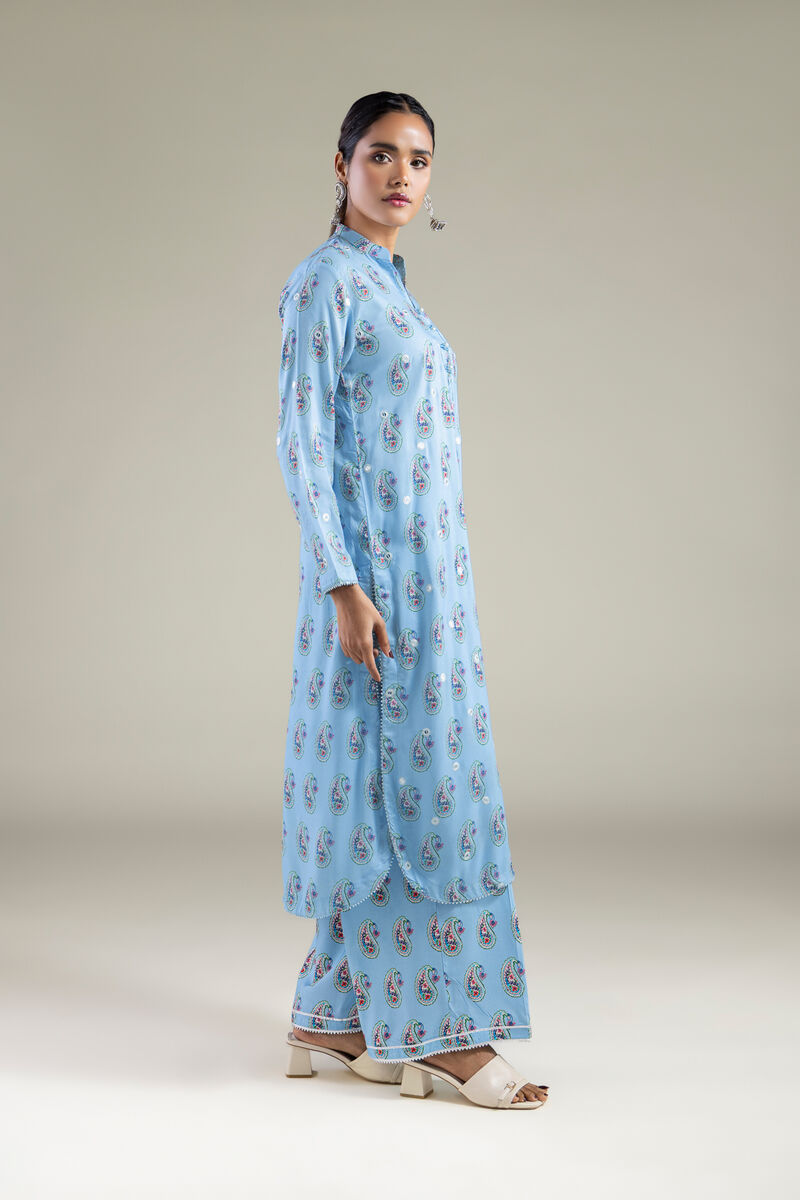 Embroidered | Viscose | Paisley Band Collar Kurta | null