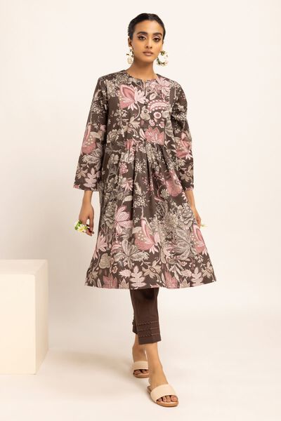 Contemporary Kameez, BROWN, hi-res
