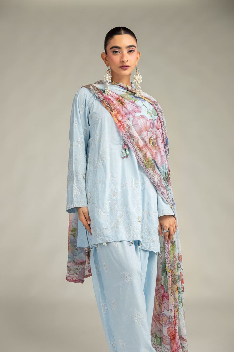 Embroidered | Mesuri | Floral Blue Dupatta | USD 30.00