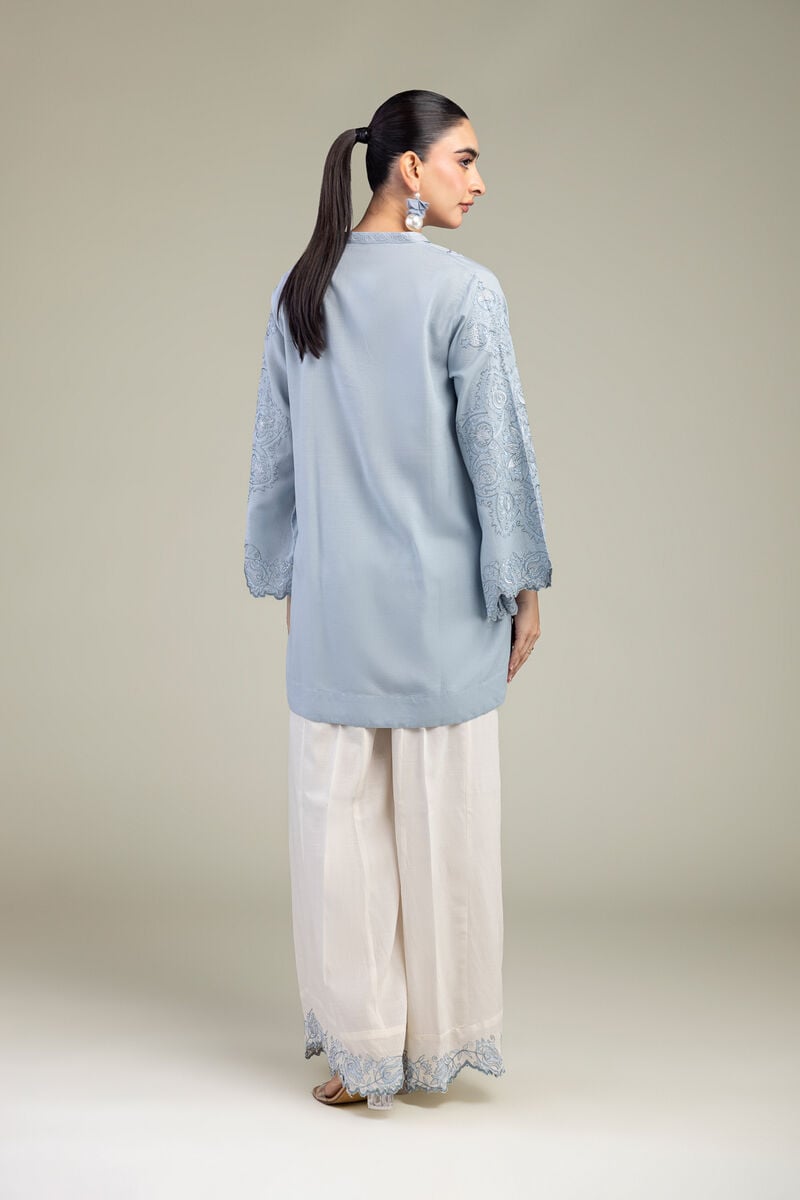 Embroidered | Raw Silk | Blue Silk Kurta | USD 55.00