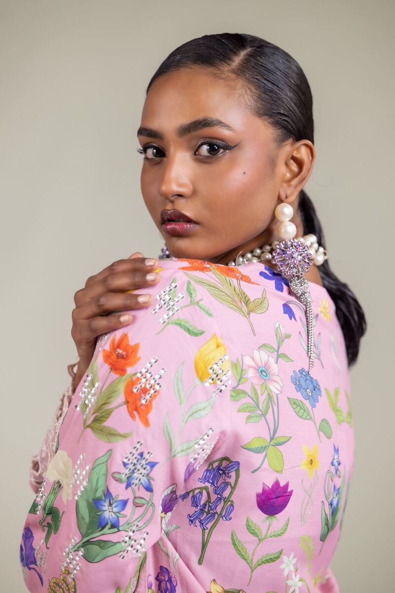 Raw Silk | Floral Embroidered Suit | USD 180.00