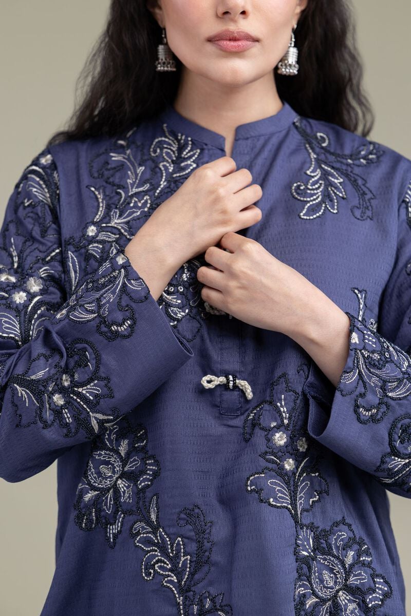 Embroidered | Cotton Dobby | Short Floral Kurta | USD 60.00