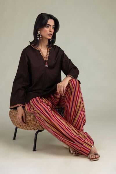 Embroidered | Cotton Dobby | V-Neck Cotton Kurta | USD 35.00