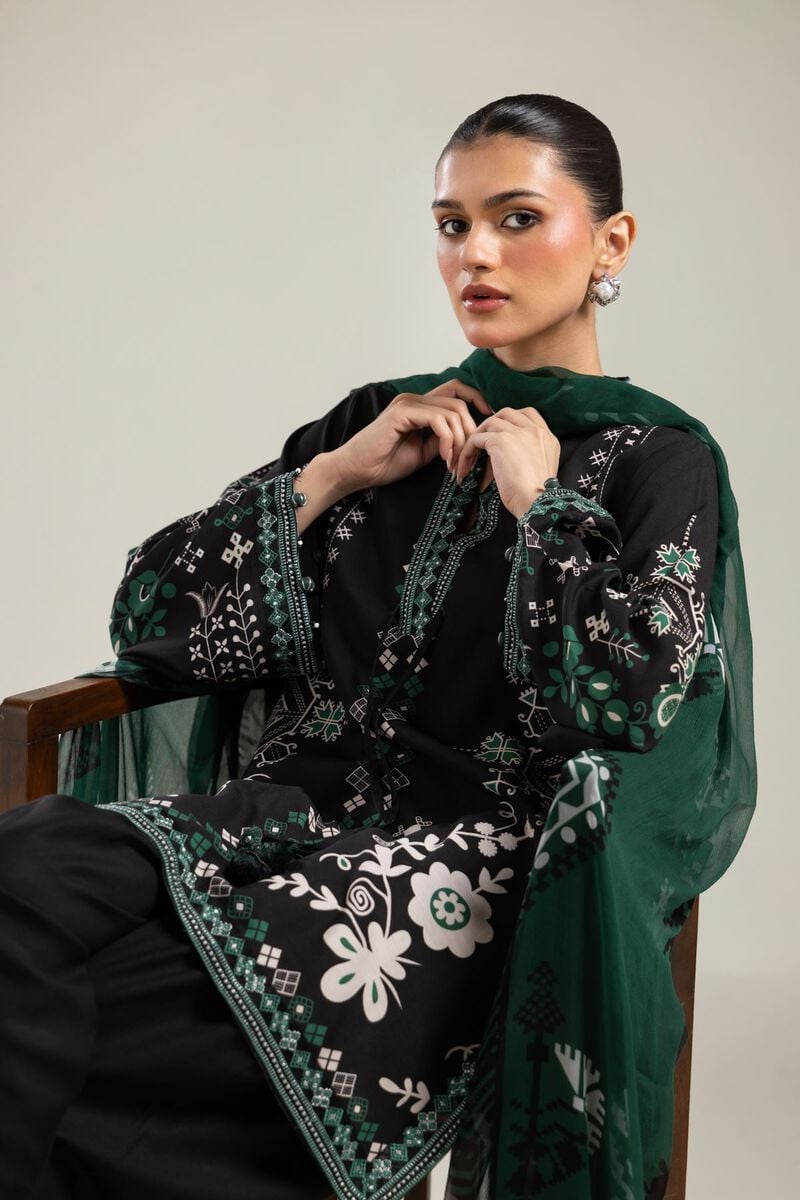 Embroidered | Chiffon | Green Floral Dupatta | USD 30.00