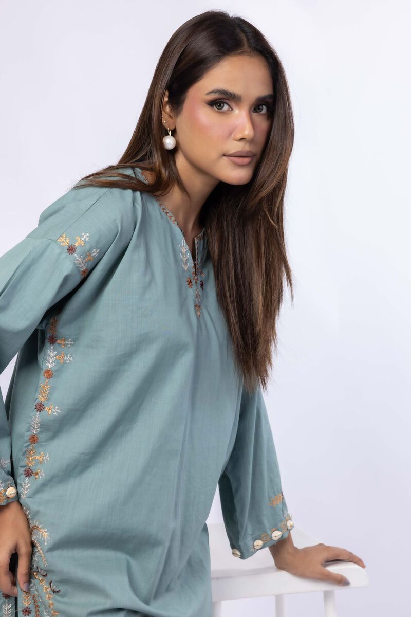 Embroidered | Crosshatch Poplin | Kurta | USD 17.50