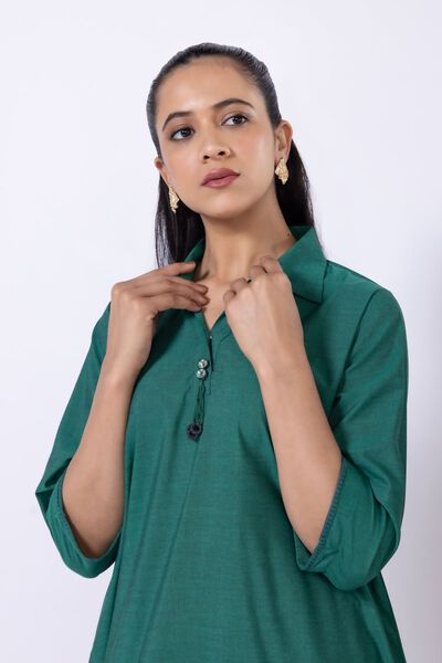 Dyed | Chambray | Kurta | USD 30.00