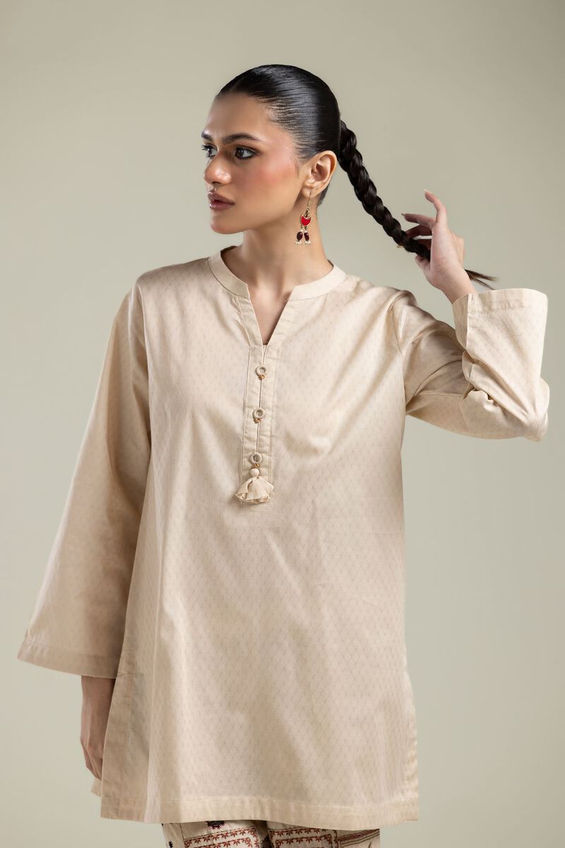 Embroidered |Cotton Dobby | Beige Cotton Kurta | USD 30.00