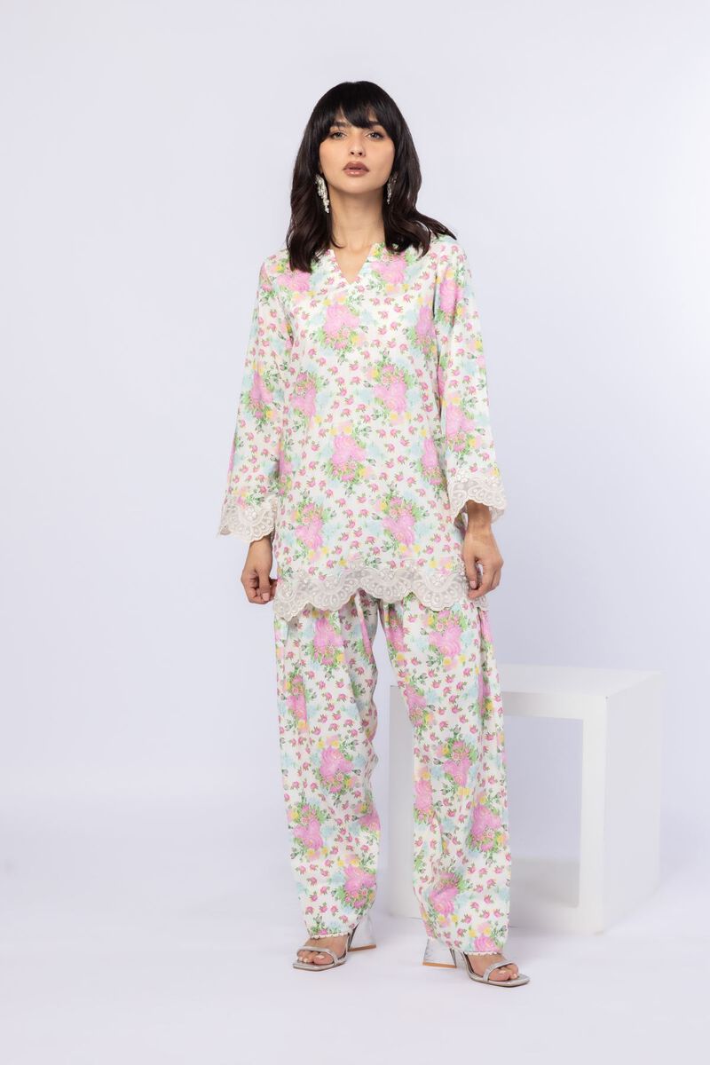 Printed | Crosshatch Raw Silk | Pants | USD 18.00