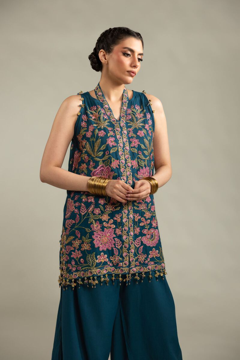 Embroidered | Raw Silk | Sleeveless 2-Piece Co-ord | USD 125.00