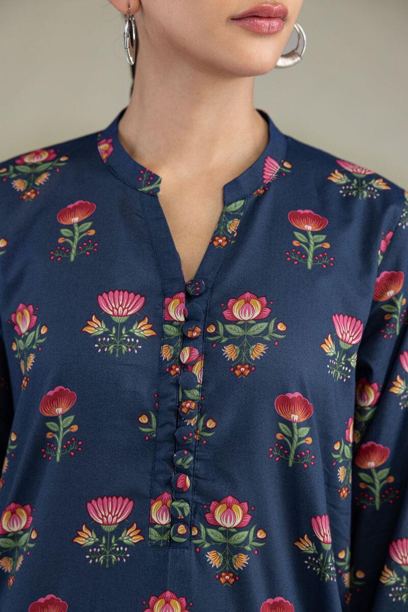 Printed | Cambric | Cambric Navy Kurta | USD 35.00