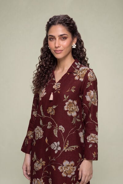 Printed | Light Khaddar | Floral Khaddar Kurta | USD 35.00