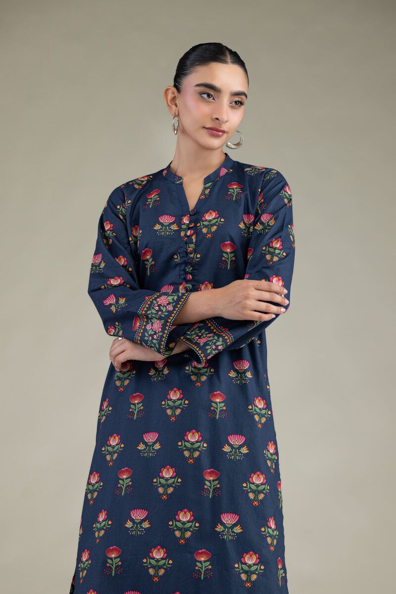 Printed | Cambric | Cambric Navy Kurta | USD 35.00