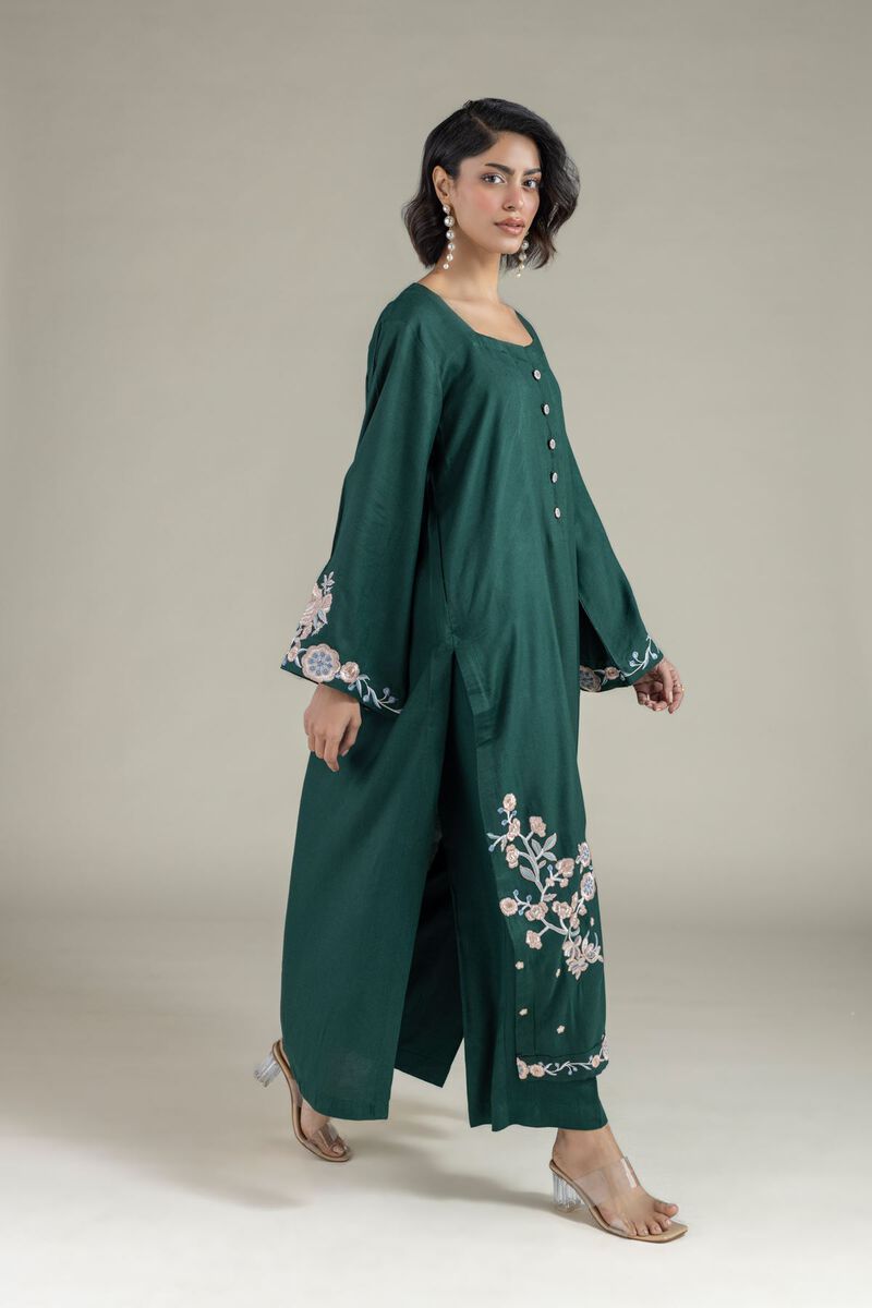 Embroidered | Heavy Blended Viscose | Floral Longline Kurta | USD 40.00