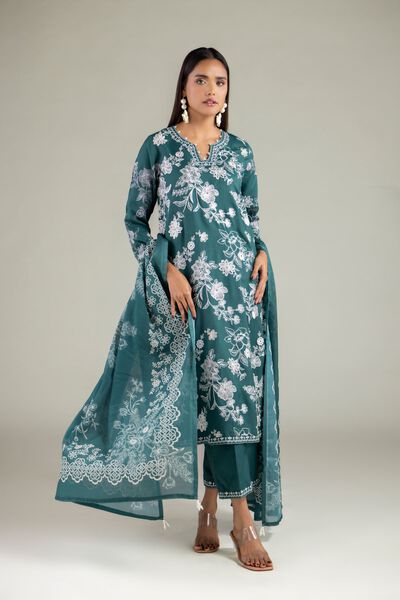 Embroidered | Raw Silk | Pearl Floral Kurta | USD 60.00