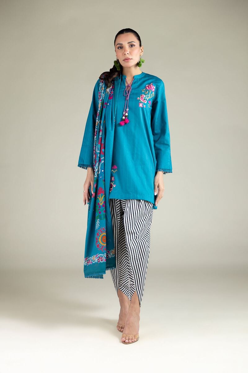 Embroidered | Cotton Net | Floral Fringe Dupatta | USD 25.00