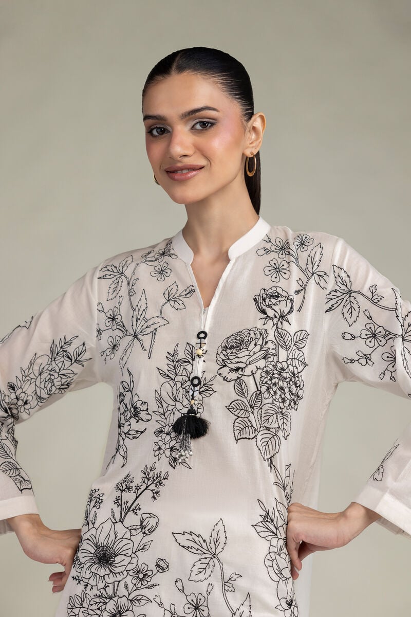 Embroidered | Cambric | Cambric Longline Kurta | USD 45.00