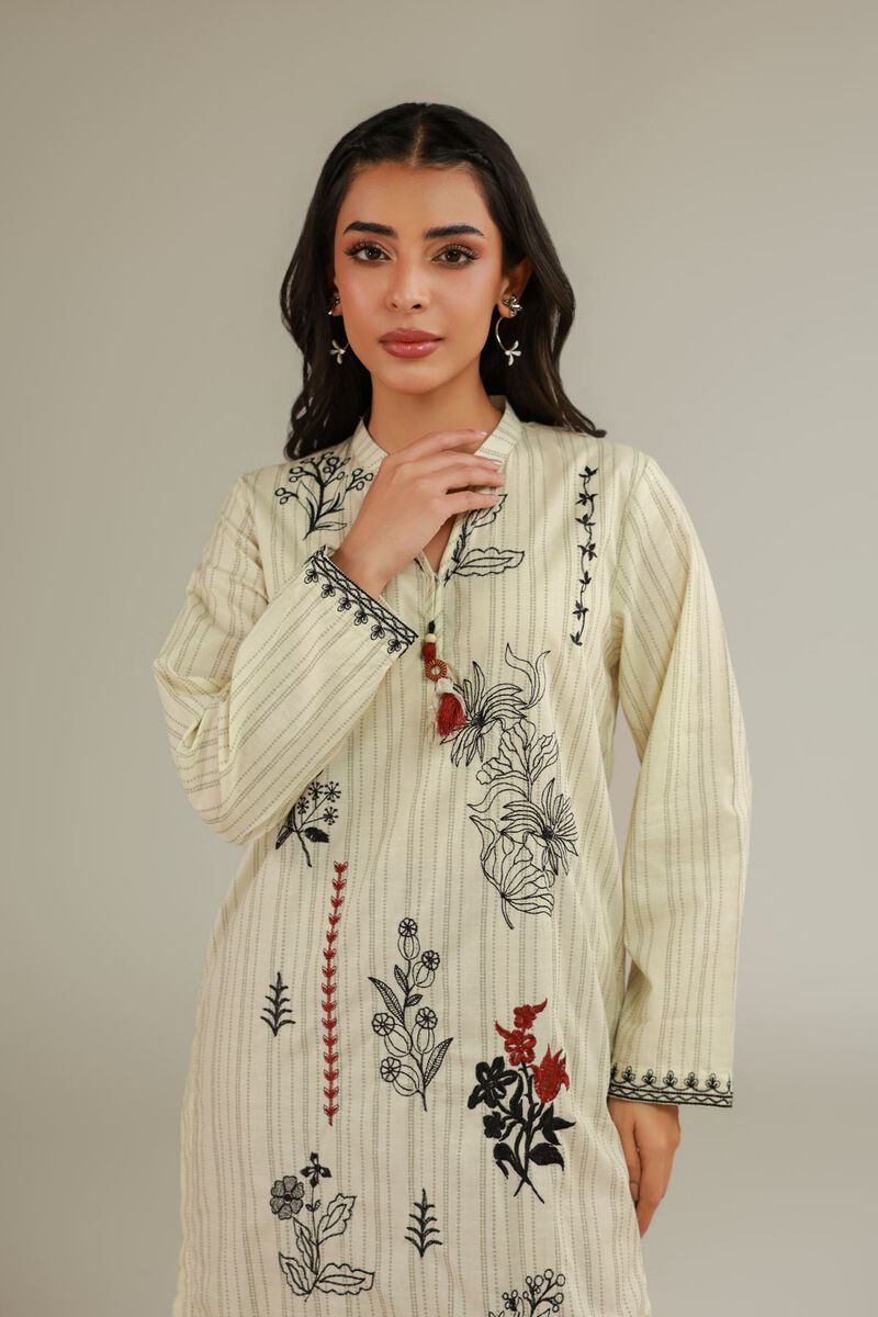 Embroidered | Cotton Dobby | Floral Cotton Kurta | USD 35.00