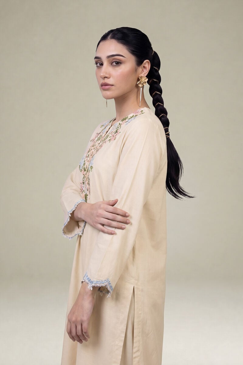 Embroidered | Raw Silk | Long Floral Kurta | USD 60.00