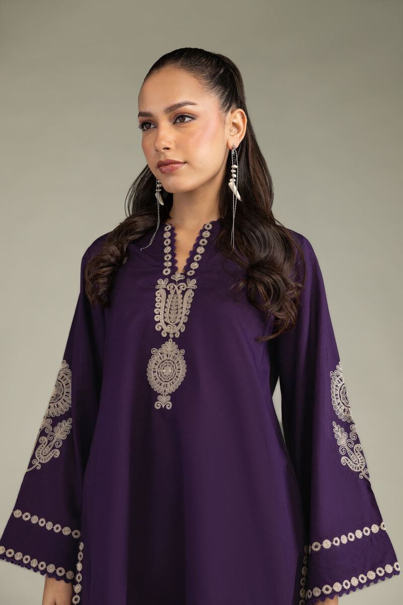Embroidered | Cambric | Purple Cambric Kurta | USD 45.00
