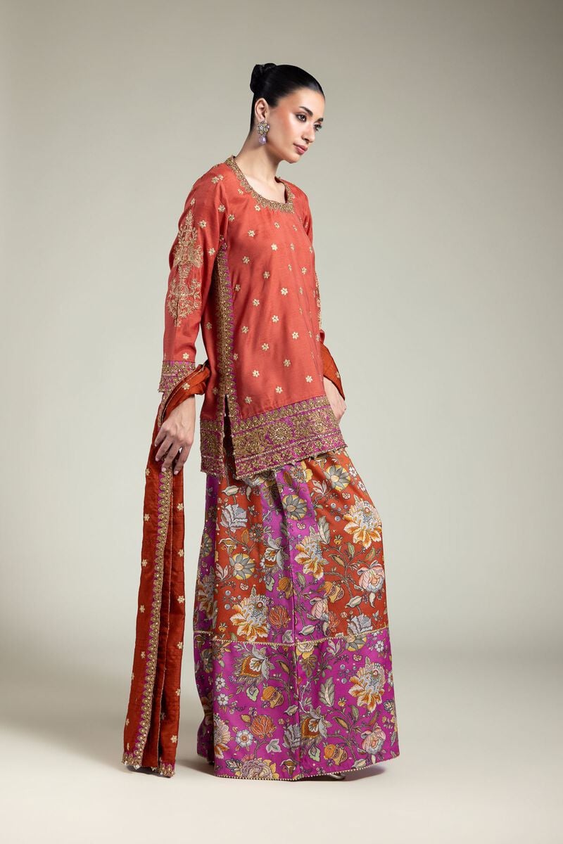 Embroidered | Raw Silk | Three-Piece Set | USD 180.00
