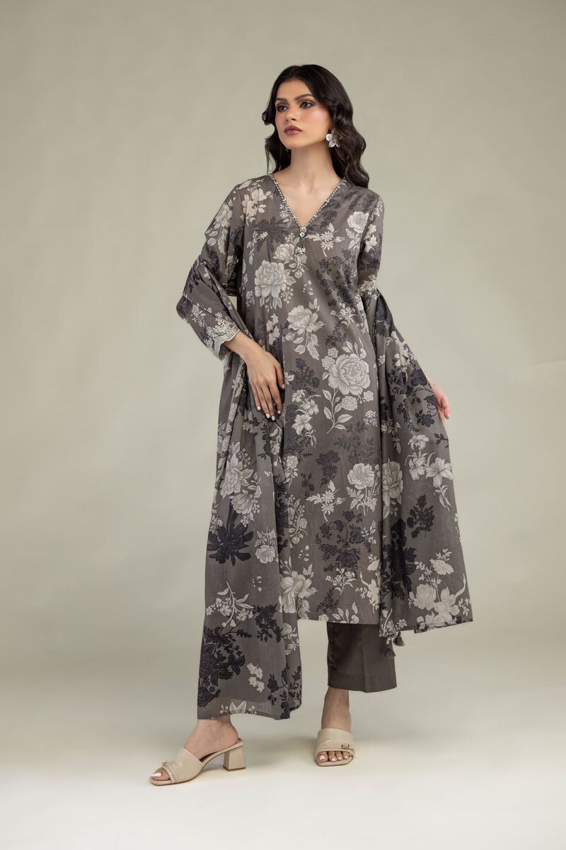 Embroidered | Lawn | Gray Lawn Dupatta | USD 25.00