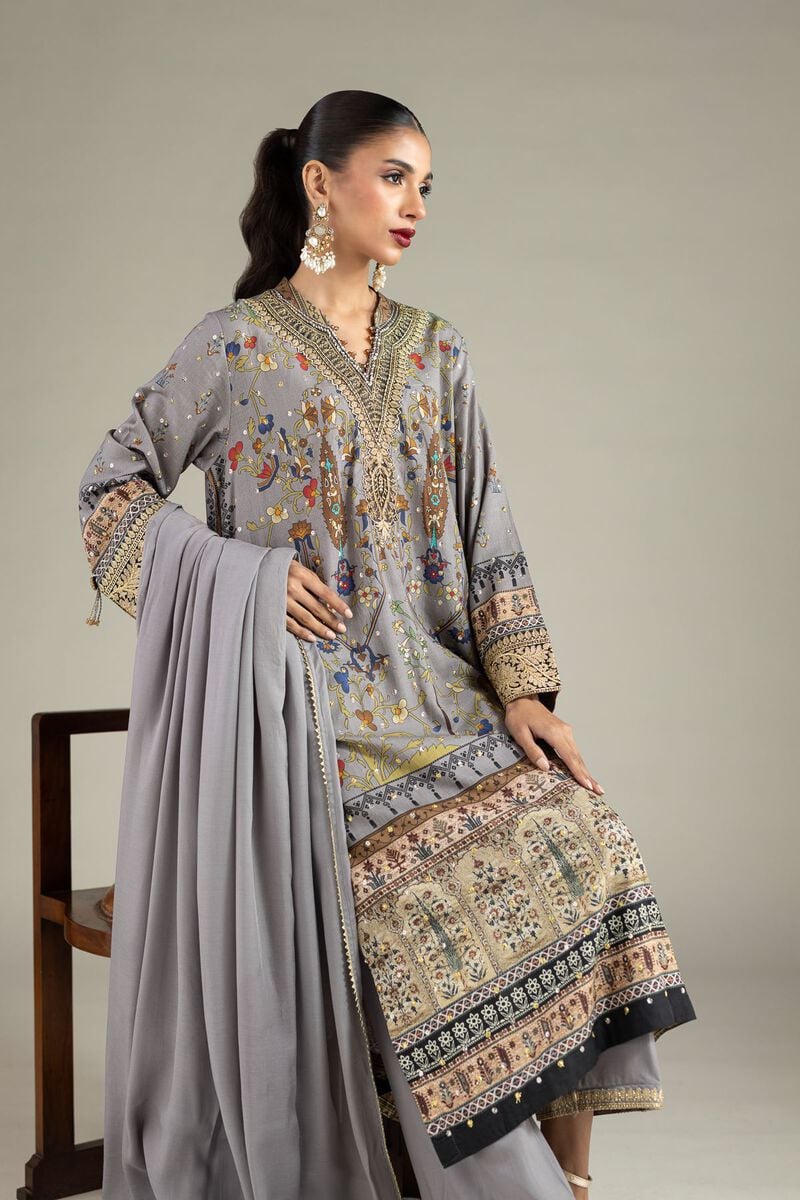 Embroidered | Raw Silk | 3 Piece Co-ord Set | USD 50.00