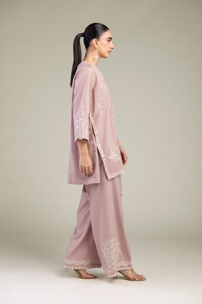Embroidered | Raw Silk | Pink Floral Pants | USD 40.00