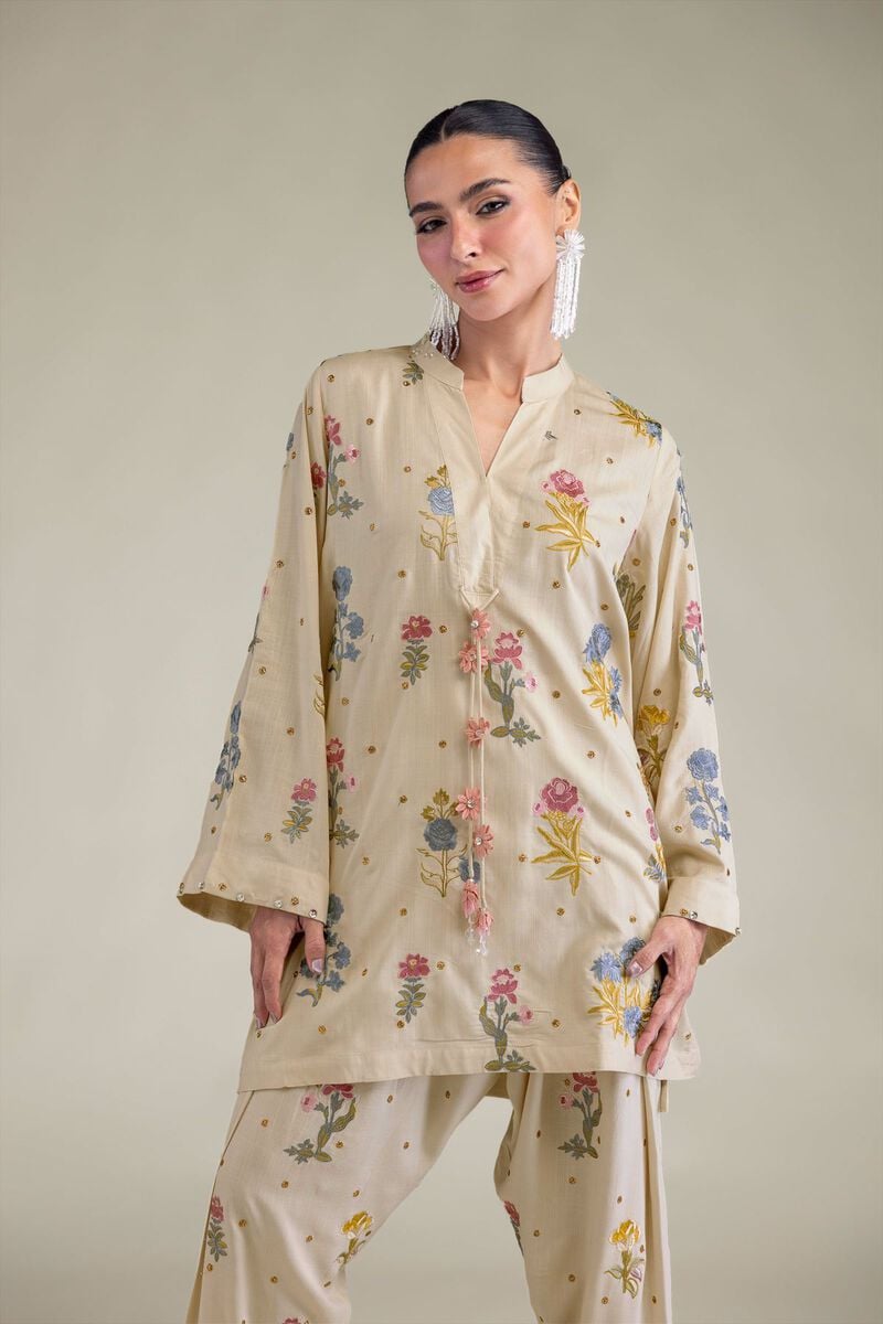 Embroidered | Raw Silk | Short Silk Kurta | USD 60.00