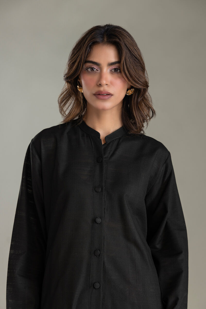 Printed | Light Khaddar | Black Longline Kurta | USD 35.00