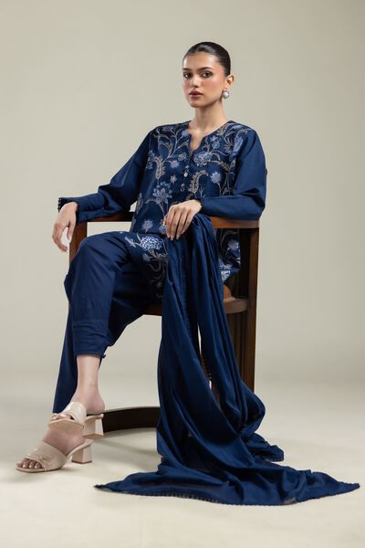 Embroidered | Lawn | Navy Lawn Dupatta | USD 25.00