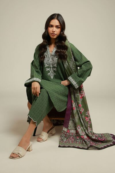 Embroidered | Dobby | 3-Piece Tailored Set | USD 70.00