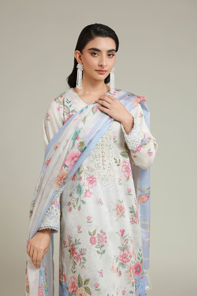 Printed | Satin | Tailored 3 Piece | USD 75.00