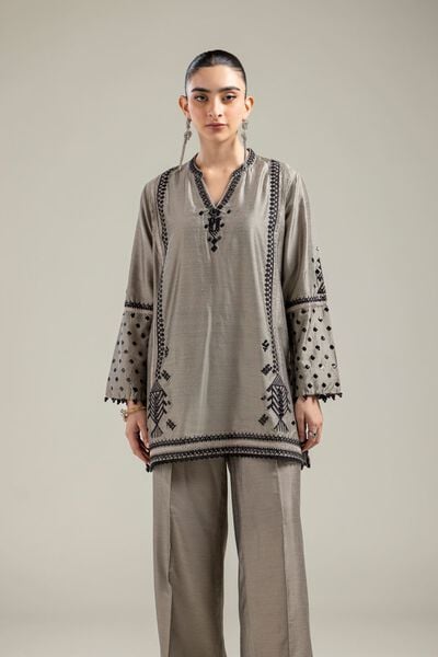 Raw Silk | Gray Silk Kurta | USD 55.00