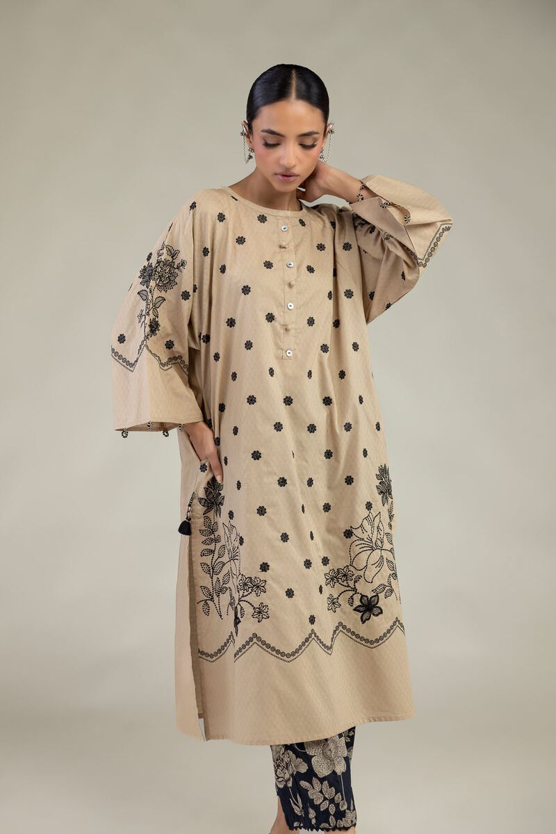 Embroidered | Cotton Dobby | Beige Cotton Kurta | USD 55.00
