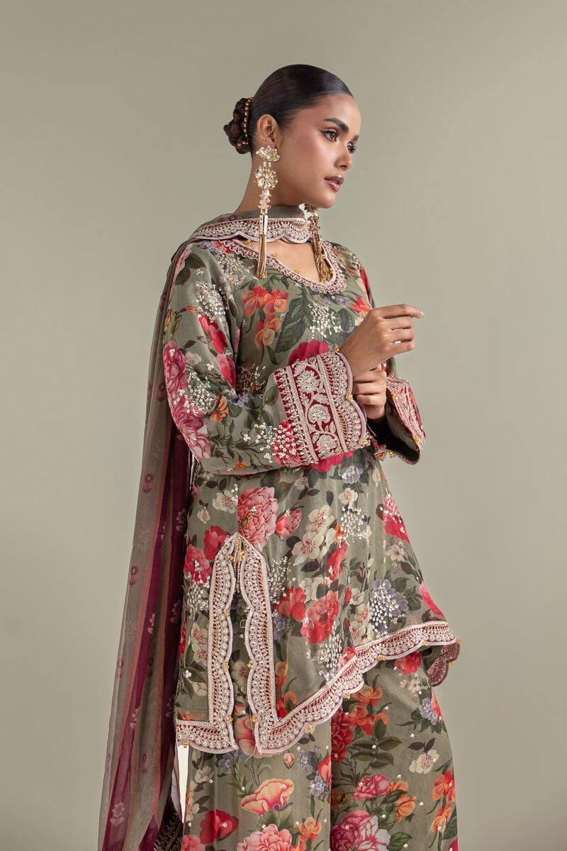 Embroidered | Chiffon | Floral 3-Piece Co-ords | USD 180.00